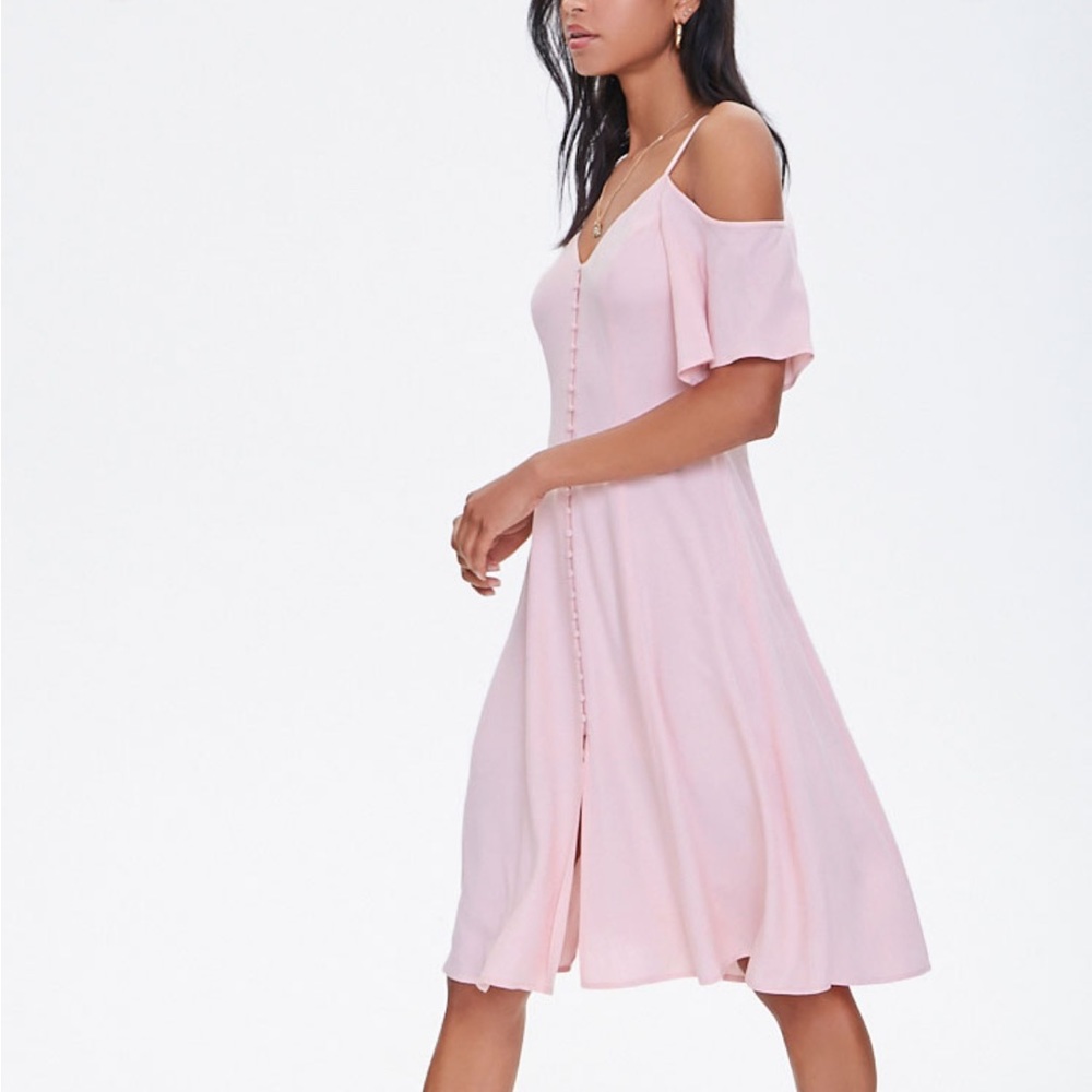 Forever 21 Button-Front Midi Tea Dress